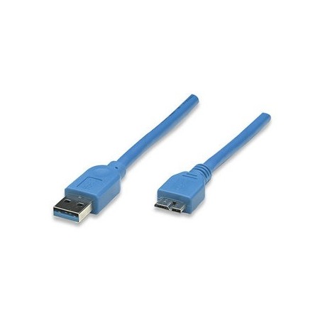 Manhattan Cable USB A Macho - micro USB B Macho, 2 Metros, Azul