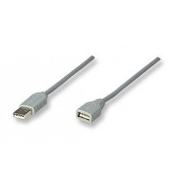Manhattan Cable Extension USB Macho - USB Hembra, 3 Metros, Gris