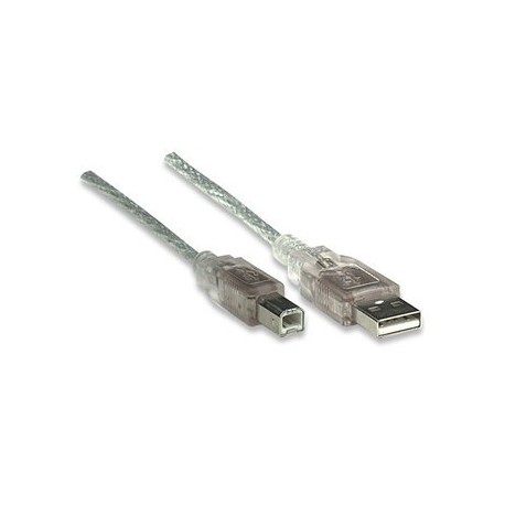 Manhattan Cable de Alta Velocidad USB 2.0, USB A Macho - USB B Macho, 3 Metros, Plata
