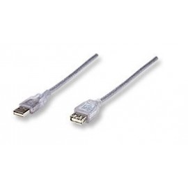 Manhattan Cable USB A Macho - USB A Hembra, 1.8 Metros, Plata