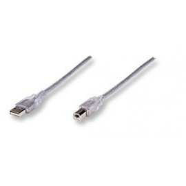 Manhattan Cable de Alta Velocidad USB 2.0, USB A Macho - USB B Macho, 4.5 Metros, Plata