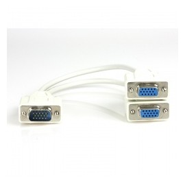 Xtech Cable VGA (D-Sub) Macho - 2x VGA (D-Sub) Hembra, 20cm, Blanco
