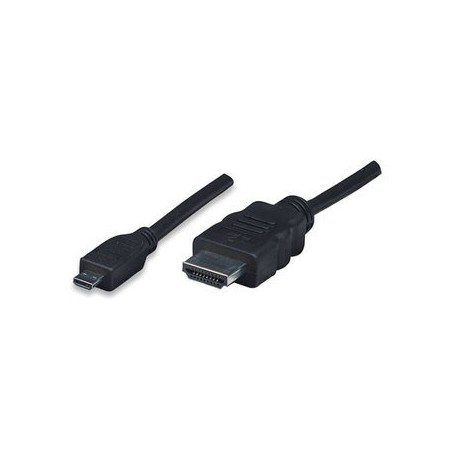 Manhattan Cable HDMI de Alta Velocidad con Canal Ethernet, HDMI Macho - micro HMDI, 2 Metros, Negro