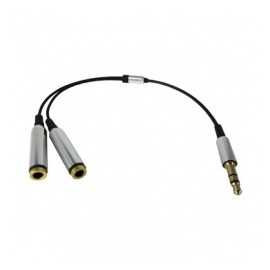 BRobotix Cable Stereo B-Robotix, 3.5mm Macho - 2x 3.5mm Hembra, 10cm, Plata