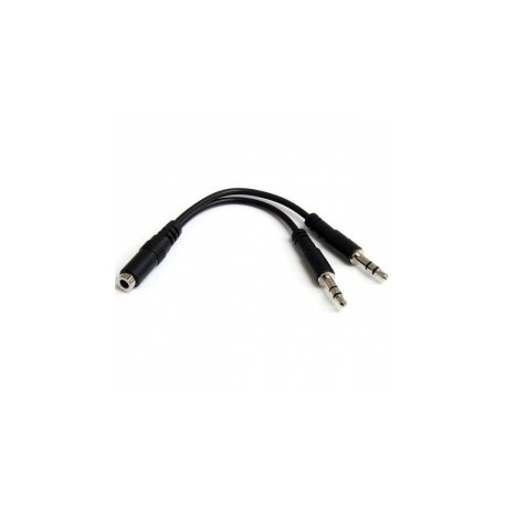 StarTech.com Cable 3,5mm Hembra - 2x de 3,5mm Macho, 13cm, Negro