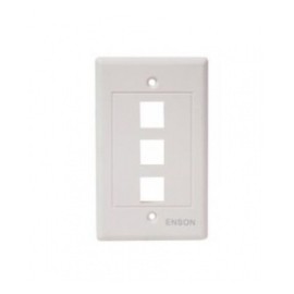 Enson Placa de Pared Universal, 3 Puertos, sin Jack, Blanco