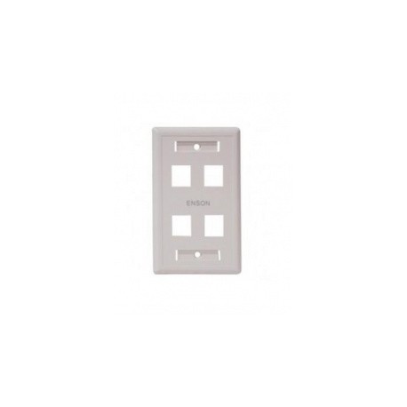 Enson Placa de Pared Universal, 4 Puertos, sin Jack, Blanco