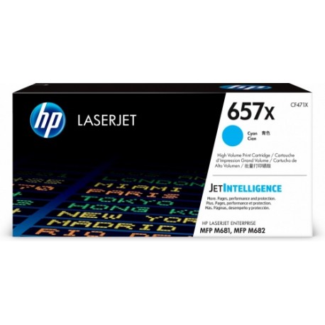 Toner HP 657X Alto Rendimiento Cyan, 23.000 páginas