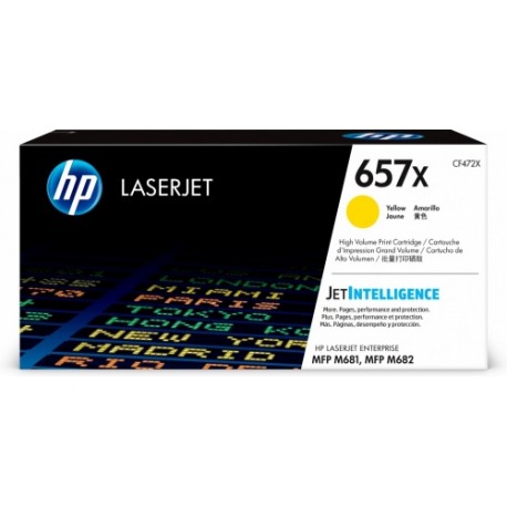 Toner HP 657X Alto Rendimiento Amarillo, 23.000 páginas