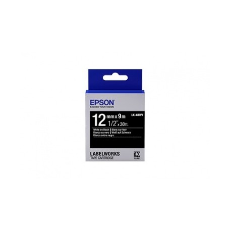 Cinta Epson LabelWorks Standard LK Blanco sobre Negro, 12mm x 9m