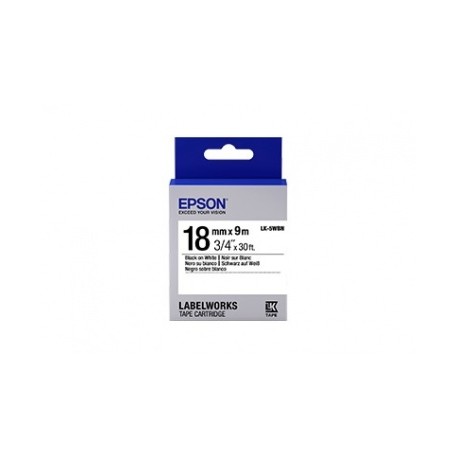 Cinta Epson LabelWorks Standard LK, Negro sobre Blanco, 18mm x 9m