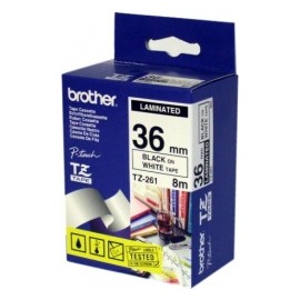 Cinta Brother TZ-261 Negro sobre Blanco, 36mm x 8m, para PT1750/9200/9400