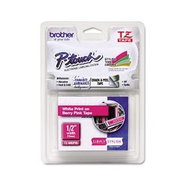 Cinta Brother TZEMQP35, Blanco sobre Rosa, TZ, 12mm x 5 Metros