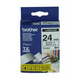 Cinta Brother TZ-251 Negro sobre Blanco, 24mm x 8m