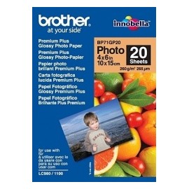 Brother Papel Fotografico BP71GP20, 4 x 6, 20 Hojas