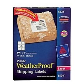 Avery Etiquetas WeatherProof 5524, 300 Etiquetas de 3 1-3 x 4, Blanco