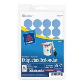 Avery Etiqueta Redonda 2103, 1008 Etiquetas de Diámetro 3/4'', Azul Claro