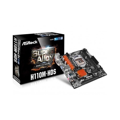 Tarjeta Madre ASRock micro ATX H110M-HDS, S-1151, Intel H110, HDMI, USB 3.0, 32GB DDR4, para Intel