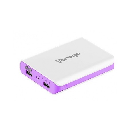 Cargador Portátil Vorago PowerBank AU-300, 12.000mAh, USB, Morado/Blanco