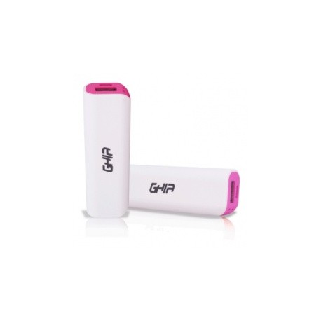 Cargador Portátil Ghia Power Bank Volta GAC-018, 2000mAh, Rosa/Blanco