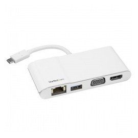 StarTech.com Docking Station USB Tipo C, 1x HDMI, 1x VGA, 1x GbE, con Hub USB 3.0, Blanco