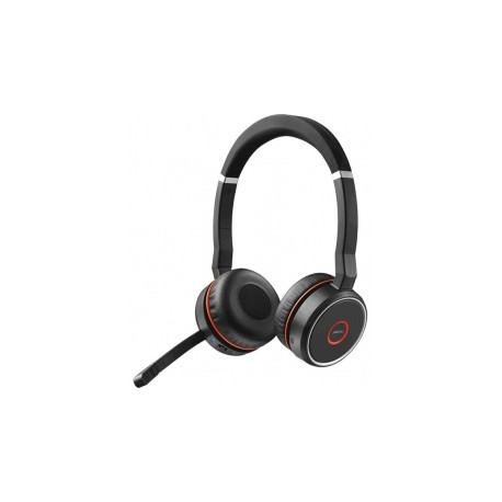 Jabra Audífonos con Micrófono Evolve 75 MS Stereo, Bluetooth, Inalámbrico, Negro/Rojo