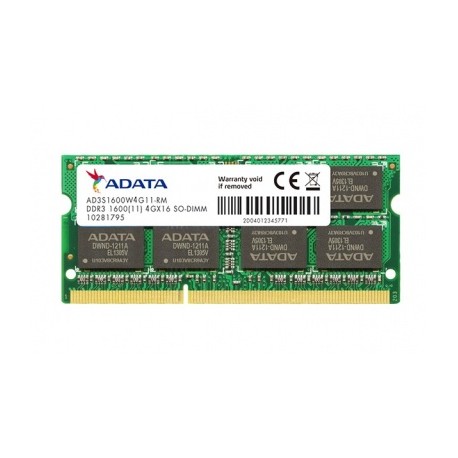 Memoria RAM Adata DDR3, 1600MHz, 4GB, Non-ECC, CL11, SO-DIMM