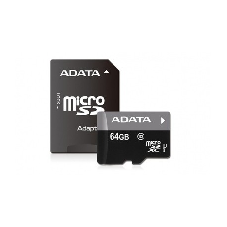 Memoria Flash Adata, 64GB microSDHC UHS-I Clase 10, con Adaptador