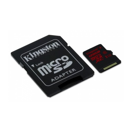 Memoria Flash Kingston, 128GB microSDXC UHS-I U3 Clase 3, con Adaptador SD