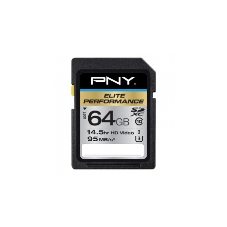 Memoria Flash PNY Elite Performance, 64GB SDXC UHS-I U3 Clase 10