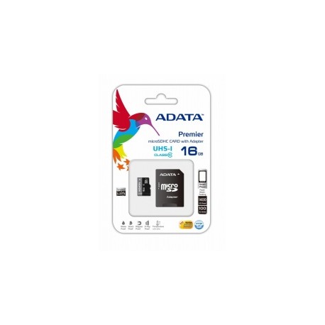 Memoria Flash Adata, 16GB microSDHC UHS-I Clase 10, con Adaptador