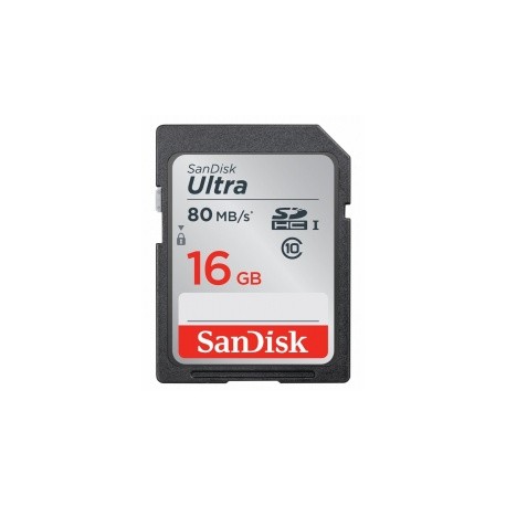 Memoria Flash SanDisk Ultra, 16GB SDHC UHS-I Clase 10, Lectura 80 MB/s