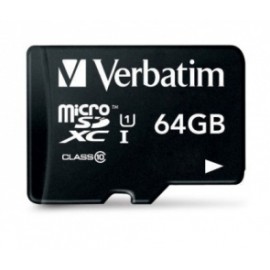 Memoria Flash Verbatim, 64GB microSDHC Clase 10, con Adaptador