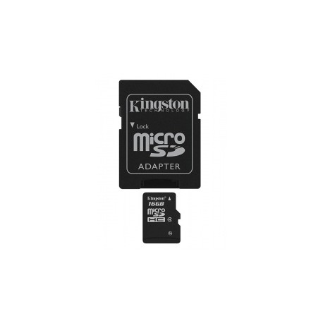 Memoria Flash Kingston, 16GB microSDHC Clase 4, con Adaptador