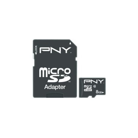 Memoria Flash PNY, 8GB microSDHC Clase 10, con Adaptador