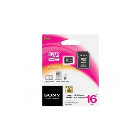 Memoria Flash Sony, 16GB MicroSDHC Clase 4, con Adaptador