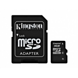 Memoria Flash Kingston, 4GB microSDHC Clase 4, con Adaptador