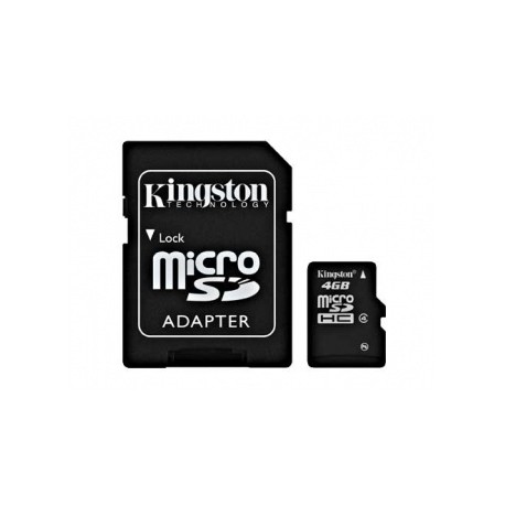 Memoria Flash Kingston, 4GB microSDHC Clase 4, con Adaptador