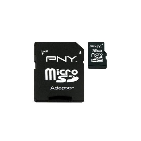 Memoria Flash PNY, 16GB microSDHC Clase 4, con Adaptador