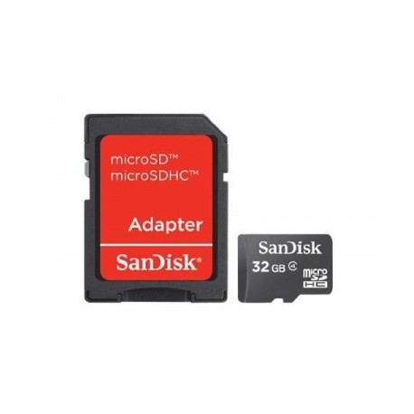 Memoria Flash SanDisk, 32GB microSDHC Clase 4, con Adaptador