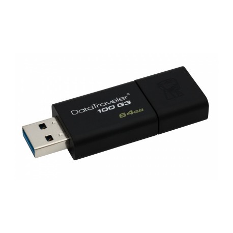 Memoria USB Kingston DataTraveler 100 G3, 64GB, USB 3.0, Negro