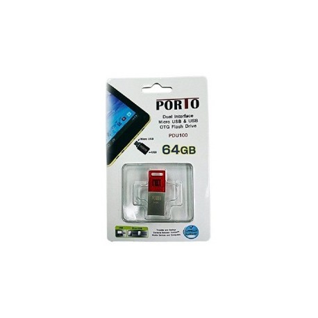 Memoria USB PORTO PDU100, 64GB, USB 2.0, Rojo