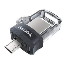 Memoria USB SanDisk Ultra Dual Drive M3.0, 128GB, USB 3.0, Gris