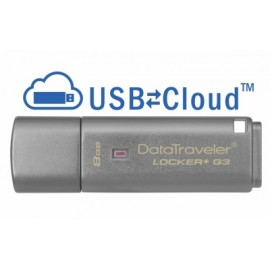 Memoria USB Kingston DataTraveler Locker+ G3, 8GB, USB 3.0, Plata