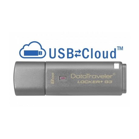 Memoria USB Kingston DataTraveler Locker+ G3, 8GB, USB 3.0, Plata