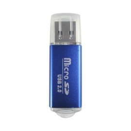 BRobotix Lector de Memoria 345673A, para MicroSD, USB 2.0, Azul