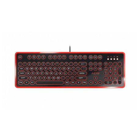 Teclado Azio MK-RETRO-03, Alámbrico, USB, Negro/Rojo (Inglés)