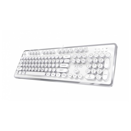 Teclado Azio MK-RETRO, Alámbrico, USB, Plata/Blanco (Inglés)