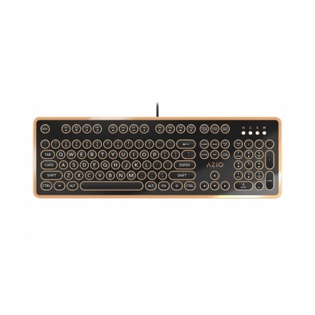 Teclado Azio MK-RETRO-03, Alámbrico, USB, Negro/Oro (Inglés)