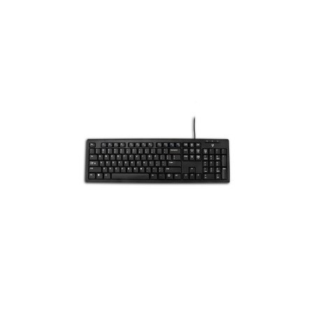 Teclado V7 KU100US, Alámbrico, USB, Negro (Inglés)